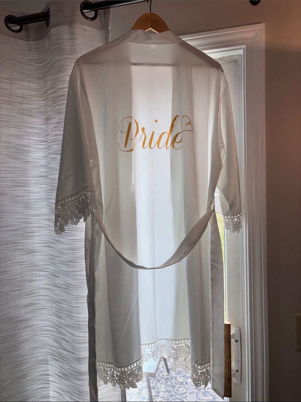 Bride Satin Robe with Gold Script